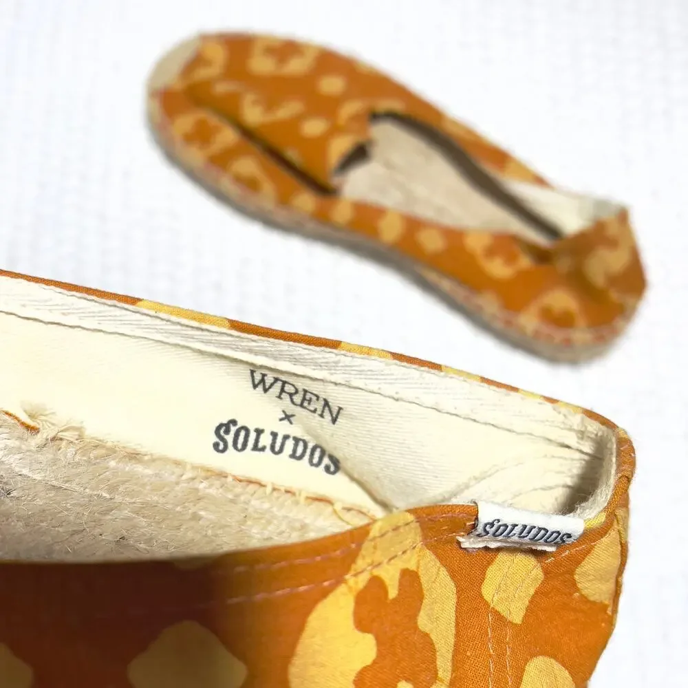 WREN X SOLUDOS Batik Medallion Platform Espadrille Canvas Boho Orange SZ 10
